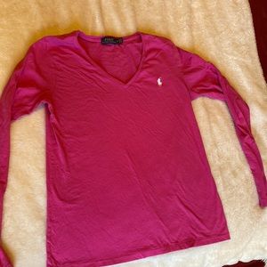 Ralph Lauren long sleeve pink tee EUC, no damages or piling
